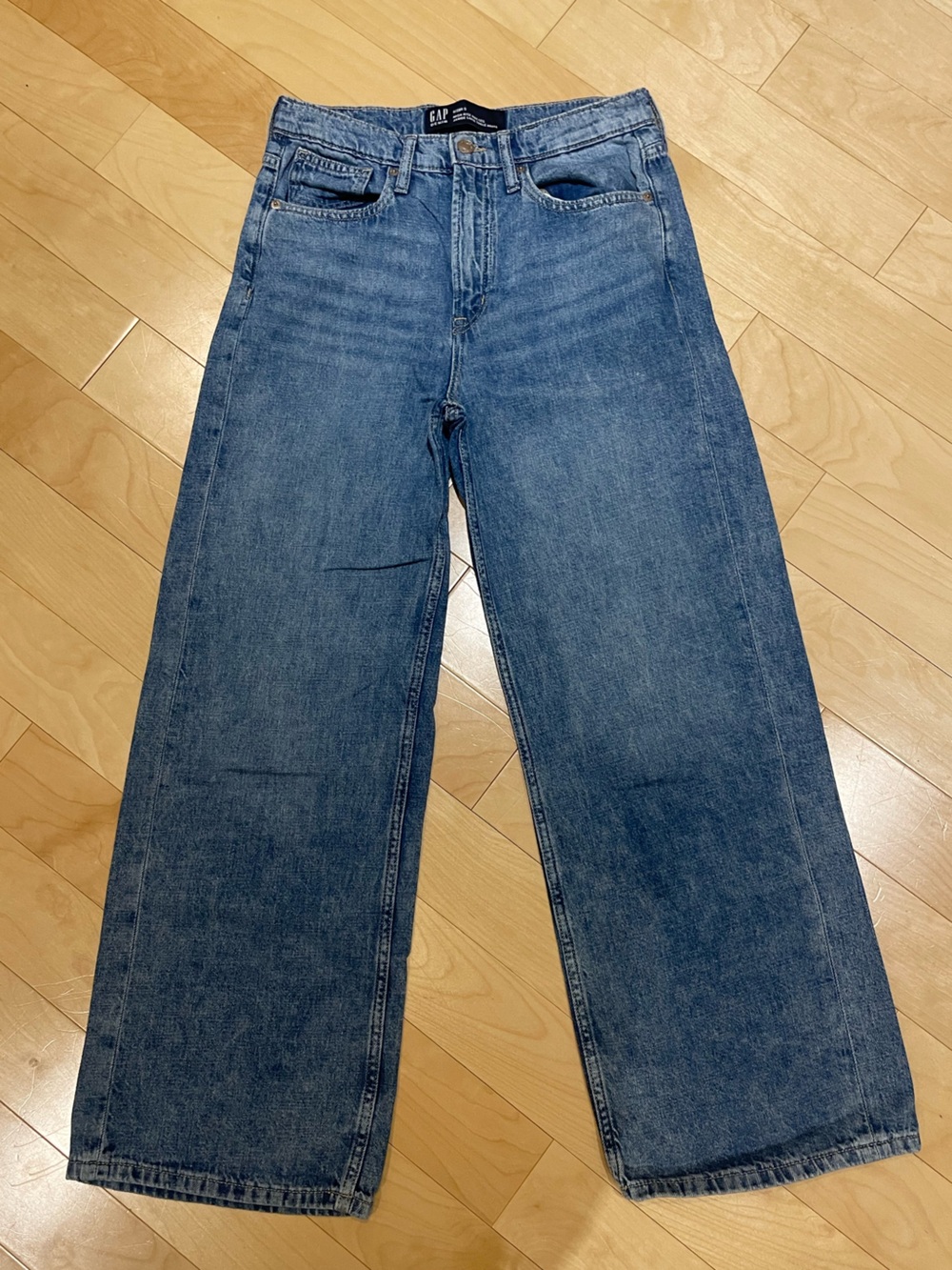 GAP - High-Rise Wide-Leg Blue Denim Jeans (size: 28)